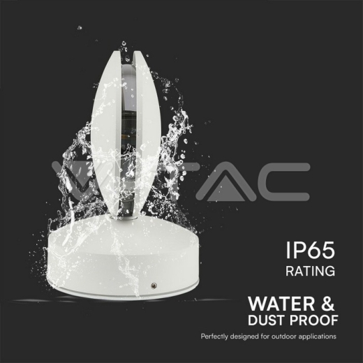 7W LED Wall Light White Body 3000K IP65 - 7