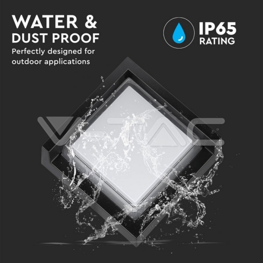 7W LED Wall Light Sami-Frame Black Square 3000K - 5