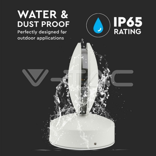 7W LED Wall Light White Body Warm White IP65 - 5