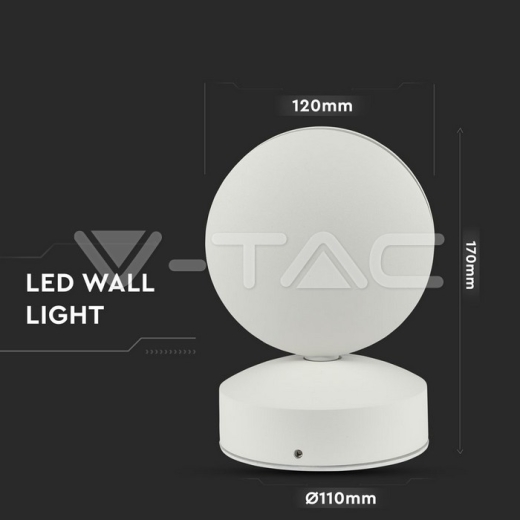 7W LED Wall Light White Body Warm White IP65 - 7