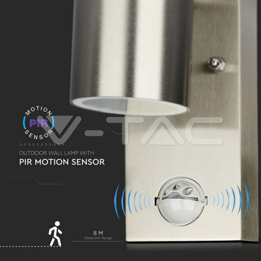 Aplique de pared Sensor 1xGU10 cuerpo de acero IP44 - 12