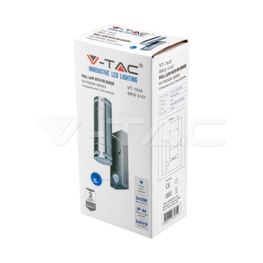 Lámpara de pared GU10 de acero, sensor de movimiento, luz arriba-abajo, IP44 - 11