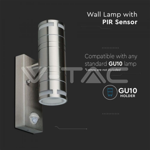Lámpara de pared GU10 de acero, sensor de movimiento, luz arriba-abajo, IP44 - 6