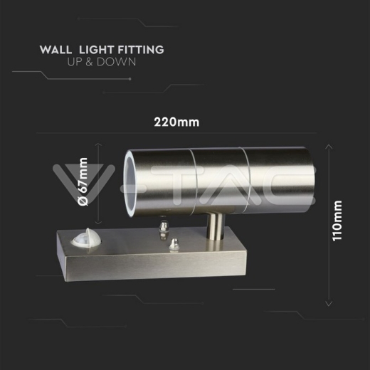 Aplique de pared Sensor 2xGU10 cuerpo de acero IP44 - 11