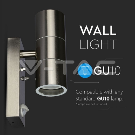 Aplique de pared Sensor 2xGU10 cuerpo de acero IP44 - 6