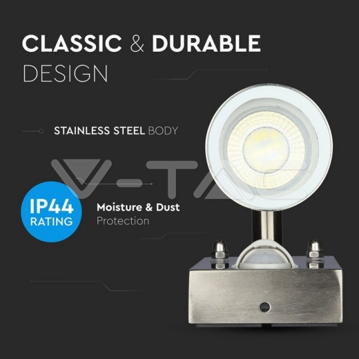 Aplique de pared Sensor 2xGU10 cuerpo de acero IP44 - 8