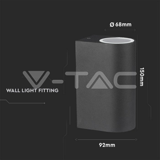 Aplique de pared 2xGU10 Aluminio Redondo Negro IP44 - 10