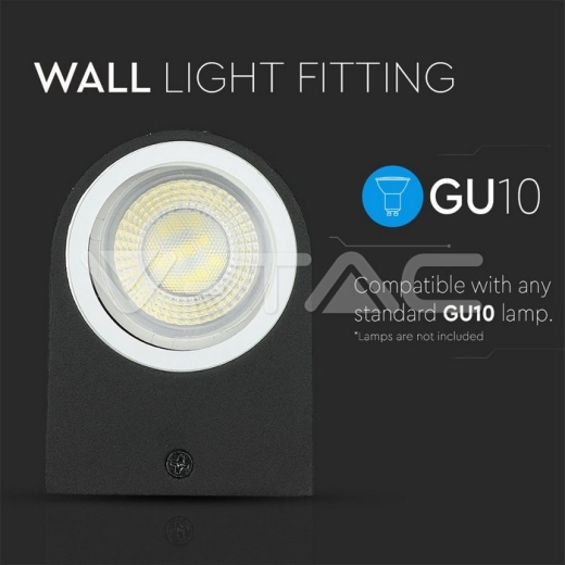 Aplique de pared 2xGU10 Aluminio Redondo Negro IP44 - 6