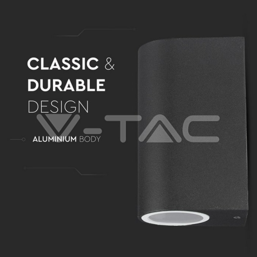 Aplique de pared 2xGU10 Aluminio Redondo Negro IP44 - 8