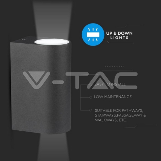 Aplique de pared 2xGU10 Aluminio Redondo Negro IP44 - 9