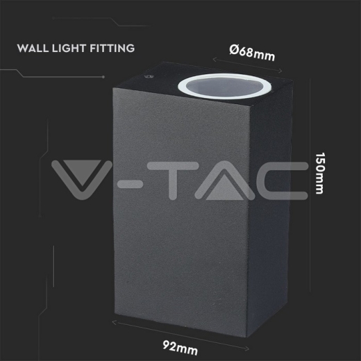 Aplique de pared 2xGU10 Aluminio Cuadrado Negro IP44 - 10