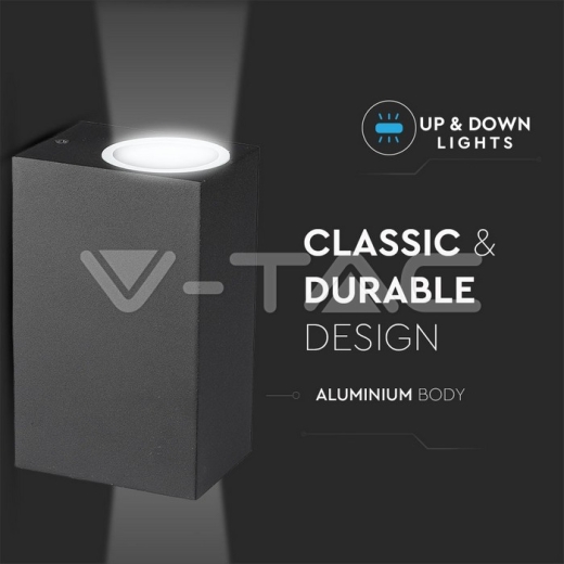 Aplique de pared 2xGU10 Aluminio Cuadrado Negro IP44 - 8