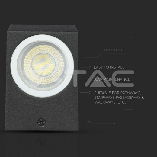 Aplique de pared 2xGU10 Aluminio Cuadrado Negro IP44 - 9