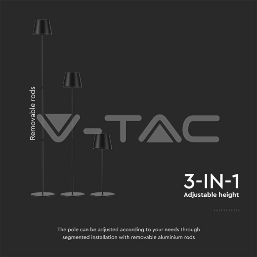 Lámpara de Pie LED 4W Cuerpo Negro 3000K IP54 - 2