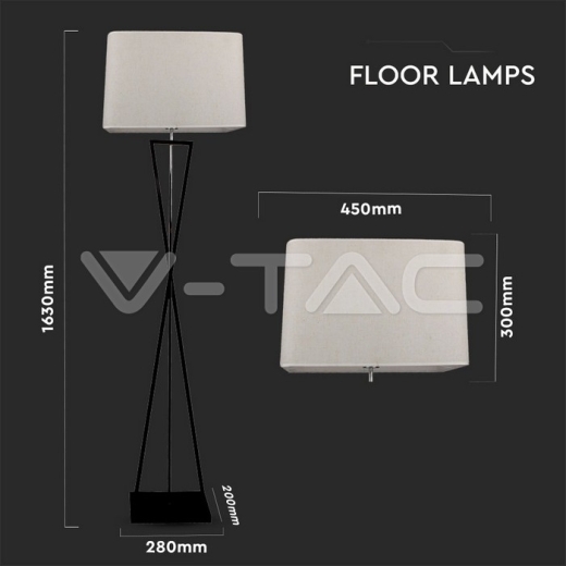 Lámpara de suelo de diseño E27 color márfil cuadrada - 4