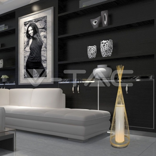 Lámpara de suelo madera/ratán D300*1000MM - 5