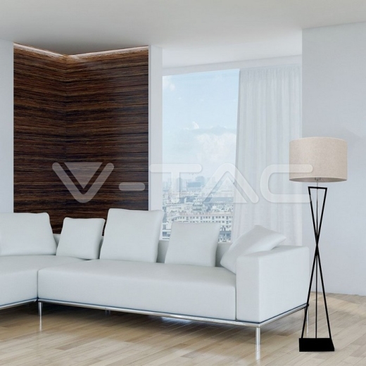 Lámpara de suelo de diseño E27 color márfil redonda - 5