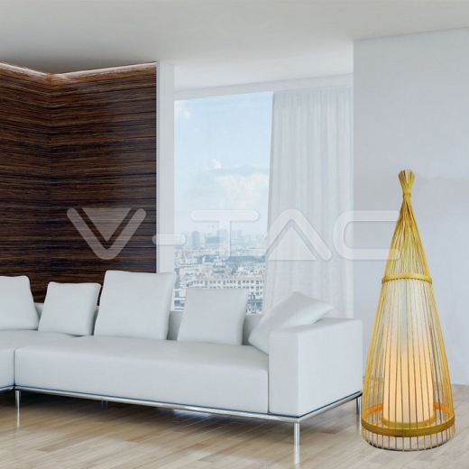 Lámpara de suelo madera/ratán D400*1500MM - 4