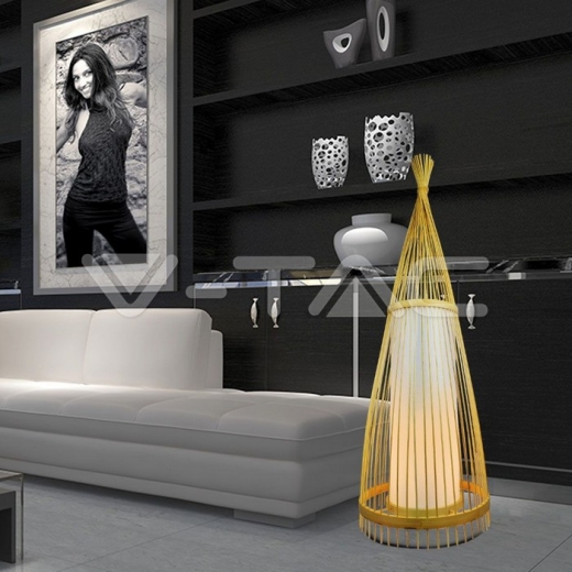 Lámpara de suelo madera/ratán D400*1500MM - 5