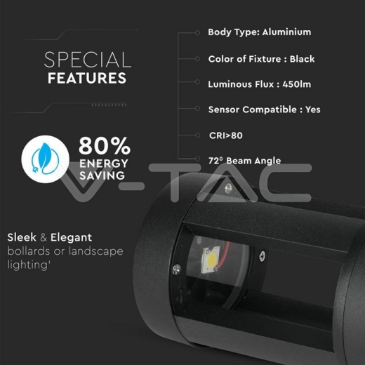 Lámpara de jardín 10W LED cuerpo negro altura 25cm 3000K - 4