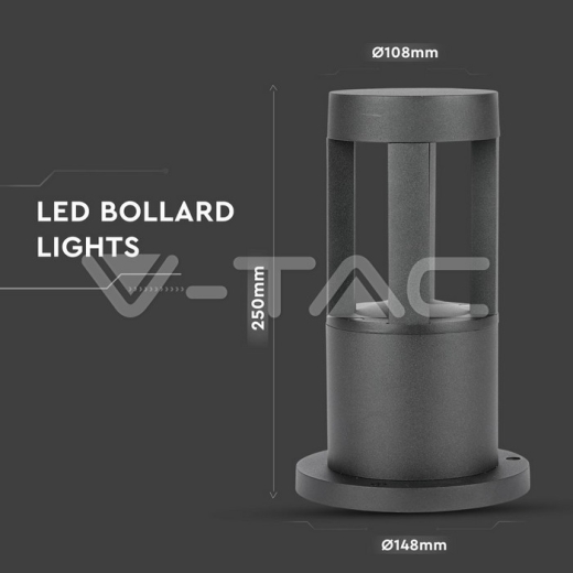 Lámpara de jardín 10W LED cuerpo negro altura 25cm 3000K - 6