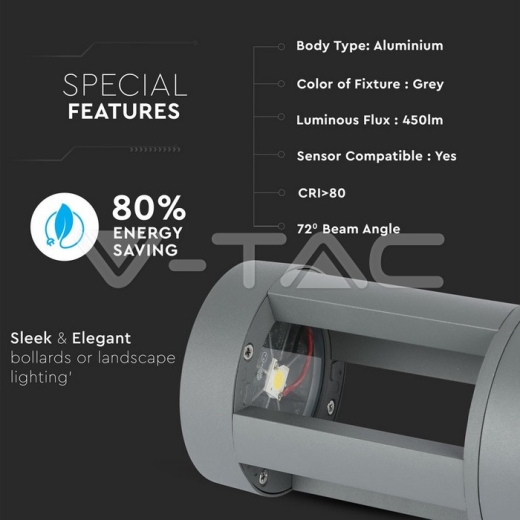 Lámpara de jardín 10W LED cuerpo gris altura 25cm 4000K - 4