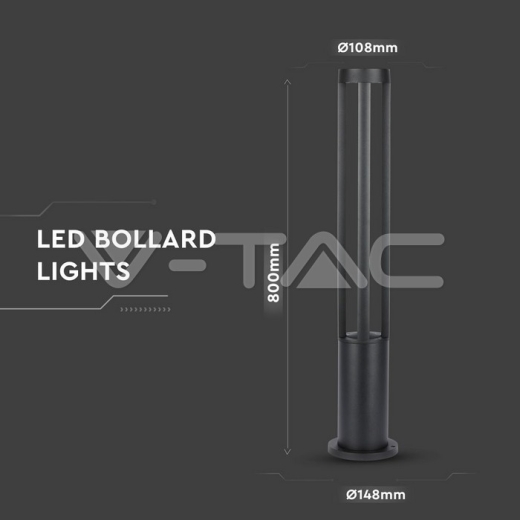 Lámpara de jardín 10W LED cuerpo negro altura 80cm 3000K - 6