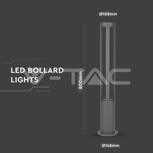 10W LED Garden Floor Light Grey Body 80cm 3000K - 3