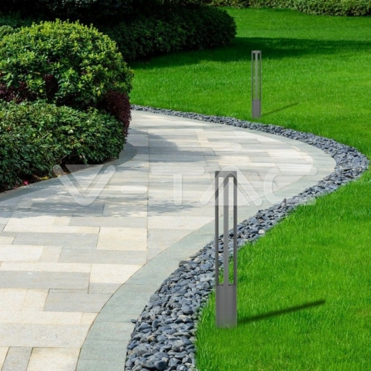 10W LED Garden Floor Light Grey Body 80cm 3000K - 5