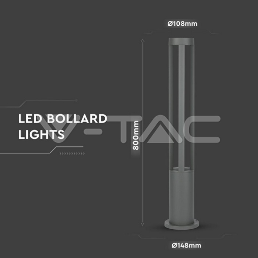 Lámpara de jardín 10W LED cuerpo gris altura 80cm 6400K - 6