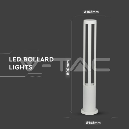 Lámpara de jardín 10W LED cuerpo blanco altura 80cm 6400K - 6