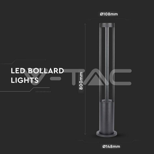 Lámpara de jardín 10W LED cuerpo negro altura 80cm 6400K - 6