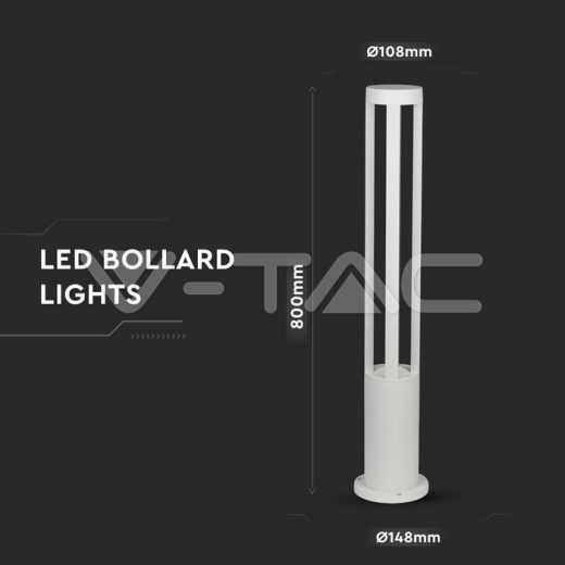 Lámpara de jardín 10W LED cuerpo blanco altura 80cm 3000K - 6