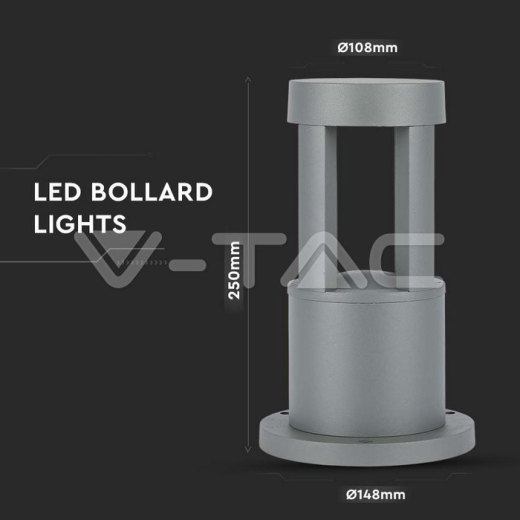 Lámpara de jardín 10W LED cuerpo gris altura 25cm 3000K - 6