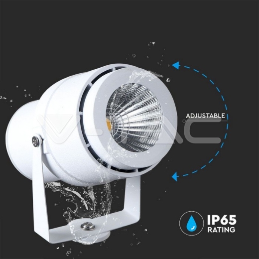 12W LED Garden Spike Lamp White Body 3000K - 3