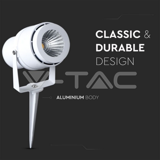 12W LED Garden Spike Lamp White Body 3000K - 4