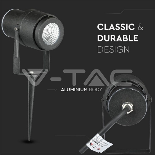 12W LED Garden Spike Lamp Black Body 3000K - 9