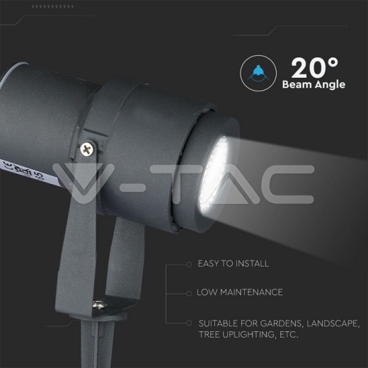 Pincho de jardín de LED 12W cuerpo gris 3000K - 8