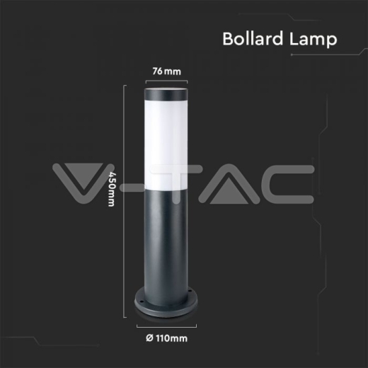 Е27 Bollard Lamp 45cm Stainless Steel Body Grey IP44 - 4