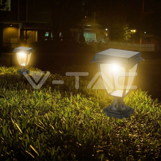 Aplique de suelo Solar 2W LED Cuerpo negro 3000K + 6000K IP44 - 7