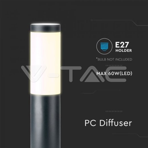 Е27 Bollard Lamp 80cm Stainless Steel Body Grey IP44 - 3