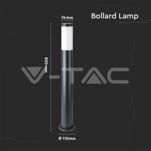 Е27 Bollard Lamp 80cm Stainless Steel Body Grey IP44 - 4