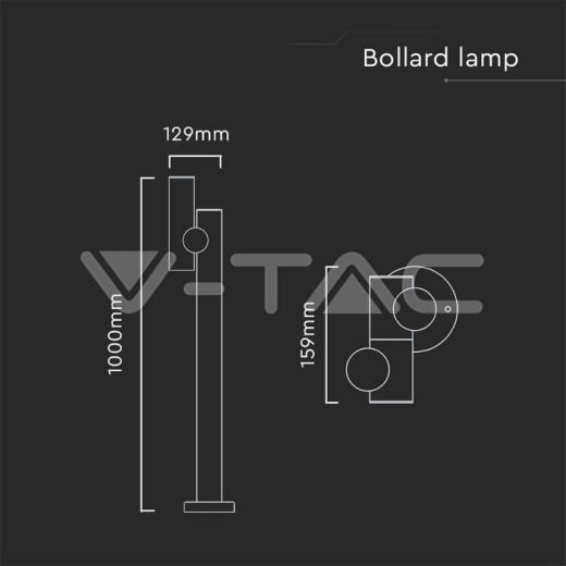 Baliza Foco Spot 2x2.6W 2 Vías (129x159x1000mm) 3000K Cuerpo Blanco IP44 - 7