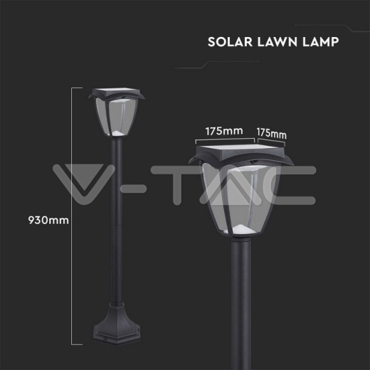 Aplique de suelo Solar 2W LED Cuerpo negro 3000K + 6000K IP44 - 6