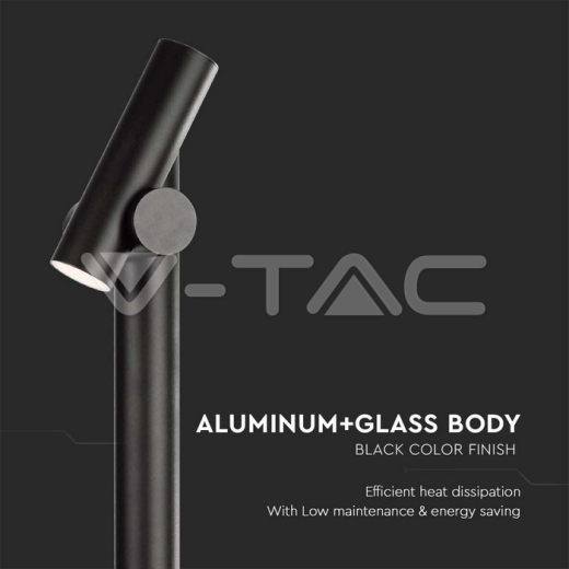 Baliza Foco Spot 2x2.6W 2 Vías (129x159x1000mm) 3000K Cuerpo Negro IP44 - 3