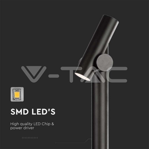 Baliza Foco Spot 2x2.6W 2 Vías (129x159x1000mm) 3000K Cuerpo Negro IP44 - 4