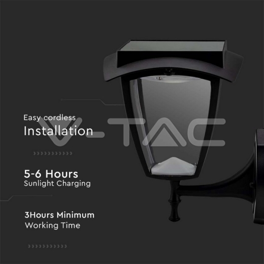 Aplique de pared Solar 2W LED Cuerpo negro 3000K + 6000K IP44 - 5