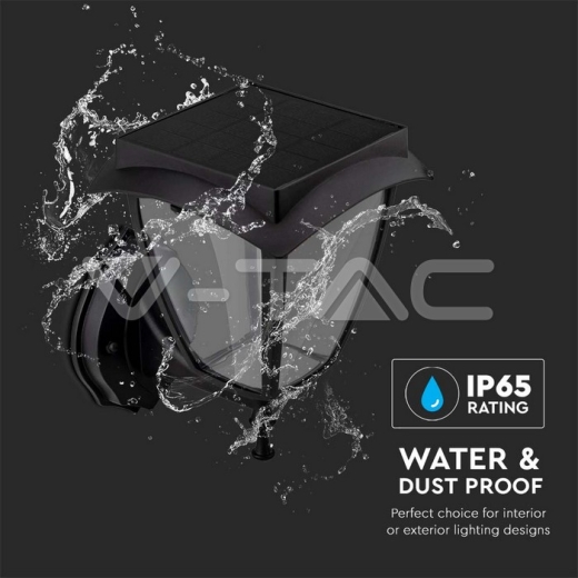 Aplique de pared Solar 2W LED Cuerpo negro 3000K + 6000K IP44 - 7