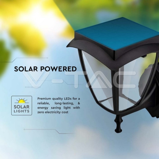 Aplique de pared Solar 2W LED Cuerpo negro 3000K + 6000K IP44 - 8