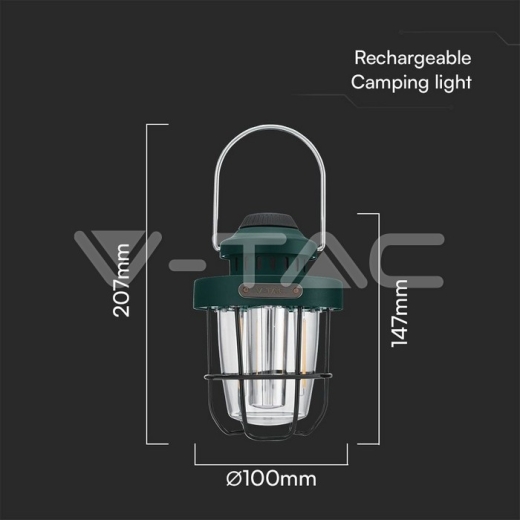 Luz LED recargable para camping de 3W regulable IP44 - 2